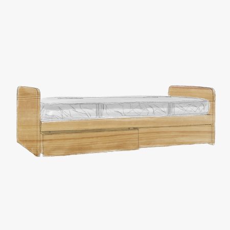 Dessin Lit Banquette en Pin Massif