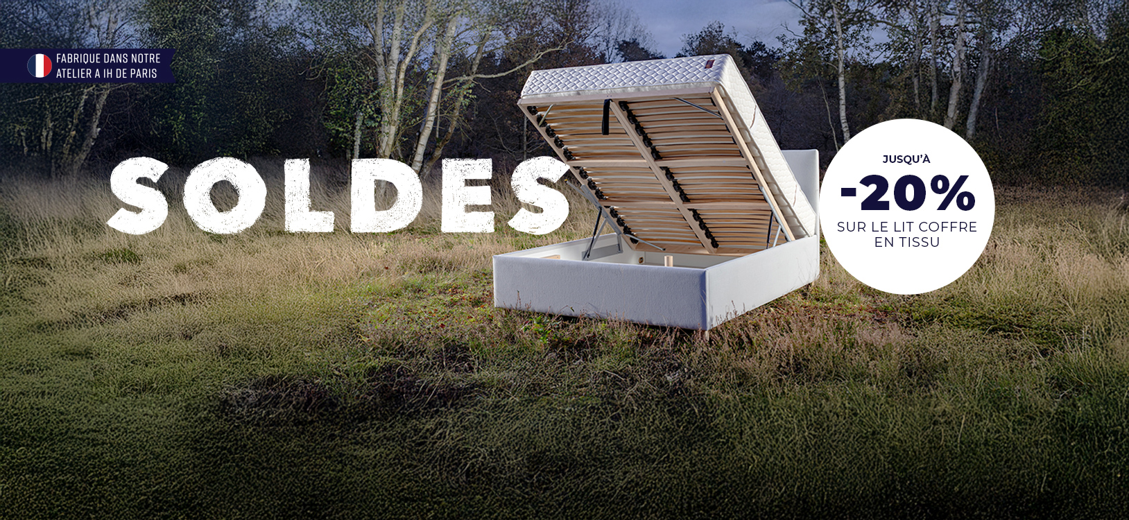 16.06.26 SOLDES LANDING PAGE DESKTOP LIT COFFRE TISSU Lit coffre Tissu
