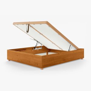 Lit coffre BIBO en Merisier Teinté (Ouvert) - Sans tête de lit