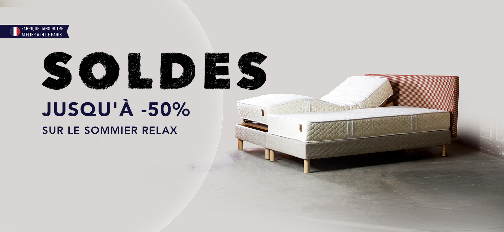13.01.26 NL BANNER SOLDES RELAX 50 LP DESK Sommiers Relaxation
