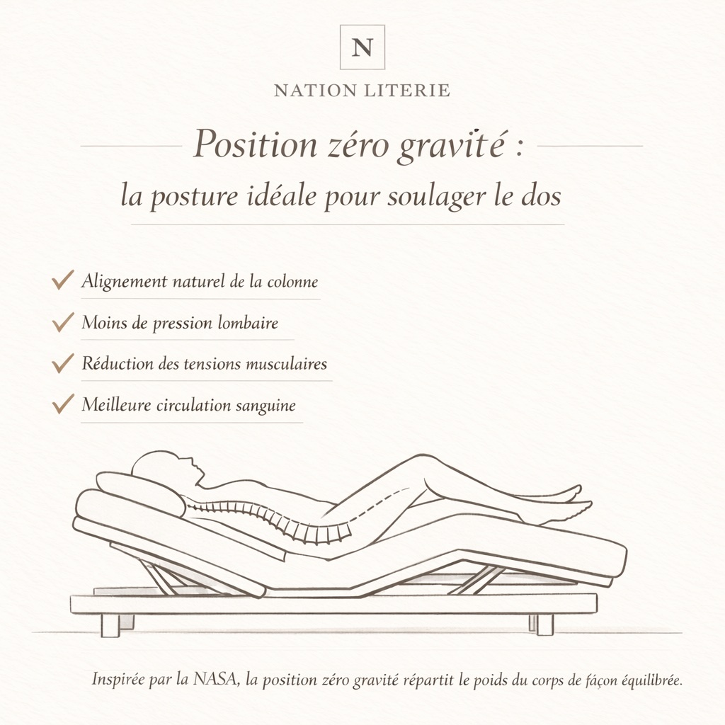 Quel sommier de relaxation pour mal de dos : guide complet pour bien choisir 2 position zéro gravité nation literie